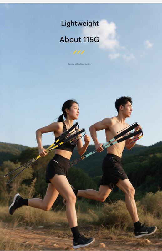 Ultralight Carbon Fiber Foldable Trail Running & Hiking Pole(blue  Recommended height range 175-185cm)