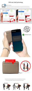 Genuine Leather RFID Blocking Accordion Card Holder & Coin Purse - Large Capacity Zip Wallet(blue)-2