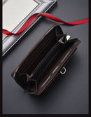 Coffee Classic Long Zipper Wallet Clutch - Large Capacity PU Leather Phone & Card Holder with Wrist Strap-2