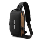 Black and Brown Men's Anti-Theft Crossbody Sling Bag with USB Charging Port & Combination Lock-1