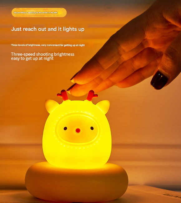 White Cat Cute Animal LED Night Light - Rechargeable Silicone Nursery Lamp with Tap Control, Dimmable Bedside Light for Kids