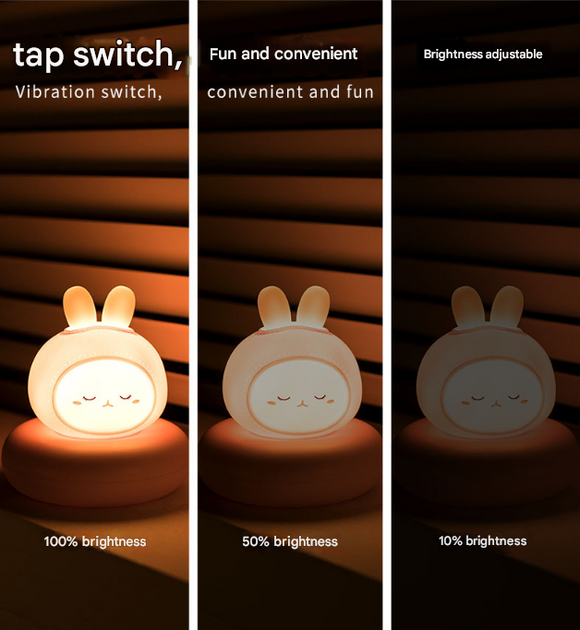 Red and White Snowman Cute Animal LED Night Light - Rechargeable Silicone Nursery Lamp with Tap Control, Dimmable Bedside Light for Kids