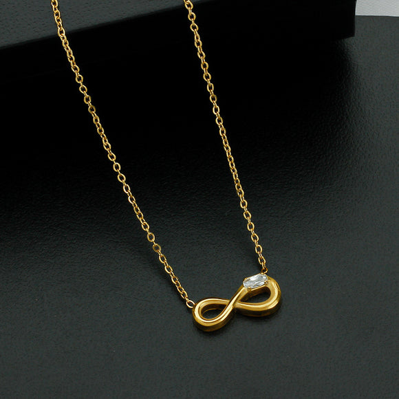 Style 1 Gold Infinity Necklace for Women - Dainty Titanium Steel Pendant with Sparkling Cubic Zirconia