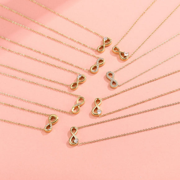 Style 2 Gold Infinity Necklace for Women - Dainty Titanium Steel Pendant with Sparkling Cubic Zirconia