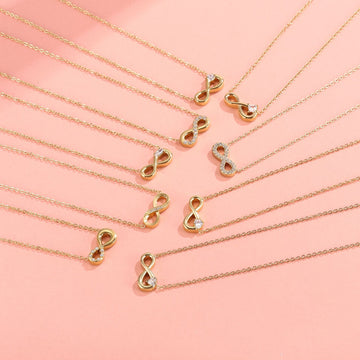 Style 8 Gold Infinity Necklace for Women - Dainty Titanium Steel Pendant with Sparkling Cubic Zirconia - 0