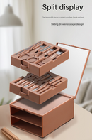 White Premium 13-in-1 Manicure & Grooming Kit - Professional Carbon Steel Pedicure Set with Dual-Drawer Case & Mirror-4