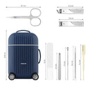 White Mini Suitcase Manicure Set - 8-Piece Portable Grooming & Nail Care Travel Kit-8