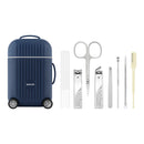 Dark Blue Mini Suitcase Manicure Set - 8-Piece Portable Grooming & Nail Care Travel Kit-1