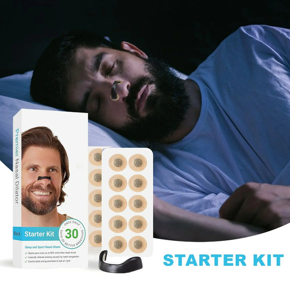 White Round Anti-snoring Patch Set (30 Pairs of patches) Magnetic Nasal Dilator Kit for Snoring Relief - Reusable Multi-Size Sleep & Sport Breathing Aid