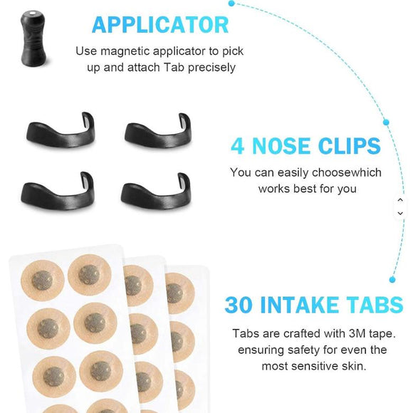 White Square Anti-snoring Patch Set (30 Pairs of patches) Magnetic Nasal Dilator Kit for Snoring Relief - Reusable Multi-Size Sleep & Sport Breathing Aid