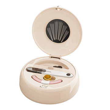 Beige Modern Compact Sewing Kit Organizer - All-in-One with Magnetic Needle Case
