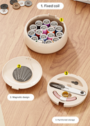 Beige Modern Compact Sewing Kit Organizer - All-in-One with Magnetic Needle Case-5