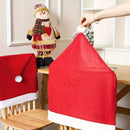 Red Festive Santa Hat Dining Chair Covers - Set of 8 for Holiday Party Decoration-4