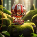 Red Whimsical Santa's Hot Air Balloon Ornament - 2D Flat Acrylic Hanging Decoration for Wall & Tree-3