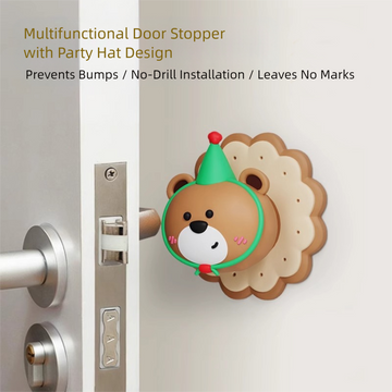 4 Pcs Yellow Adorable Bear Wall Protector - Multi-Use Self-Adhesive Door Stopper Bumper - 0