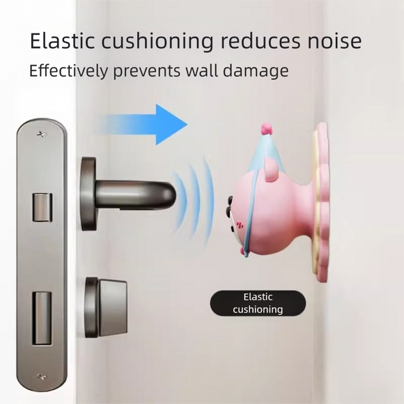 3 Pcs (Pink + Brown + Yellow) Adorable Bear Wall Protector - Multi-Use Self-Adhesive Door Stopper Bumper