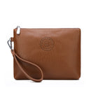 Brown Classic Men's PU Leather Clutch Bag - Slim Business Wristlet & Travel Pouch-1