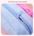 Beige and Light Green Hair Cute Plush Monster Pencil Case - Fluffy Stationery Pouch with DIY Styleable Hair for Kids-5