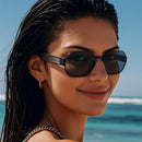 Silver Frame and Grey Lenses Modern Retro Geometric Sunglasses - Chic Metal Frame with UV400 Lenses and Black PU Leather Protective Case-3