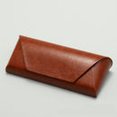 2 Pcs Brown Vintage Style PU Leather Eyewear Case - Protective Hard Shell with Soft Lining-1