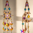 Colorful Dazzling Celestial Crystal Suncatcher - Moon Shape Rainbow Maker Window Hanging Ornament-4