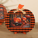 Black and Orange Plaid Pattern Festive Pumpkin Photo Frame - Rustic Halloween Tabletop Picture Holder-1