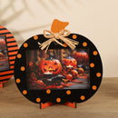Black and Orange Polka Dot Pattern Festive Pumpkin Photo Frame - Rustic Halloween Tabletop Picture Holder-1