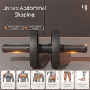 Grey Assisted Rebound Ab Roller with Foldable Knee Pad - Dual Wheel Core Trainer for Home Gym-3