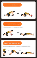 Grey Assisted Rebound Ab Roller with Foldable Knee Pad - Dual Wheel Core Trainer for Home Gym-7