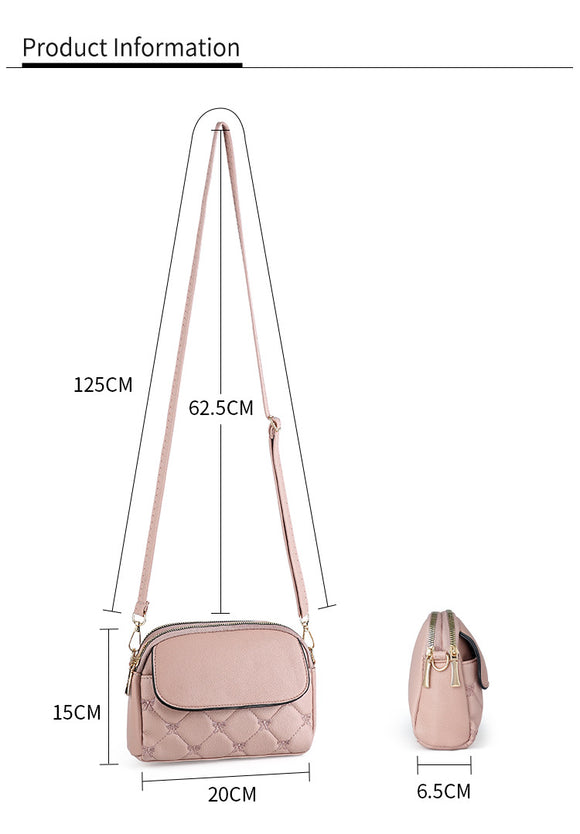 Black Chic Quilted Crossbody Bag - Multi-Compartment PU Leather Shoulder Purse