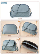 Blue Chic Quilted Crossbody Bag - Multi-Compartment PU Leather Shoulder Purse-2