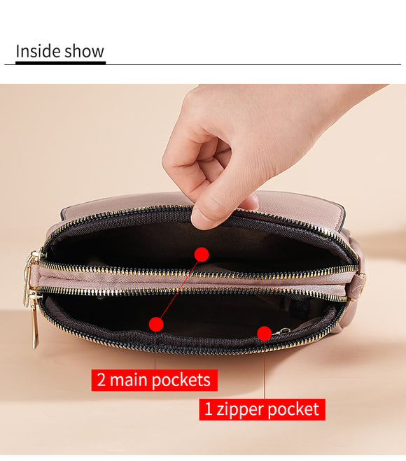 Blue Chic Quilted Crossbody Bag - Multi-Compartment PU Leather Shoulder Purse