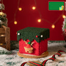 Red and Green Luxe Plush Christmas Gift Box - Decorative Holiday Treat Box with Snowy Trim-1