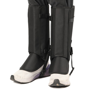 Black Outdoor Waterproof Leg Gaiters - Anti-Snake Bite & Scratch Protection Boot Covers - Breathable Nylon Oxford Leg Guards for Hiking Camping