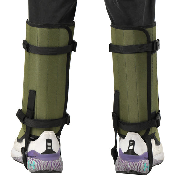 Khaki Outdoor Waterproof Leg Gaiters - Anti-Snake Bite & Scratch Protection Boot Covers - Breathable Nylon Oxford Leg Guards for Hiking Camping