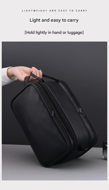 Large Capacity PU Leather Toiletry Bag - Multi-Compartment Dopp Kit & Cosmetic Organizer(Brown)