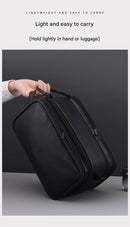 Large Capacity PU Leather Toiletry Bag - Multi-Compartment Dopp Kit & Cosmetic Organizer(Tan)-3