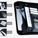Professional PU Leather A4 Portfolio Binder with Zipper, Handle, Calculator & Clipboard(black)-3