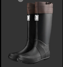 44# Black Foldable Knee-High Rain Boots - Packable Waterproof Non-Slip Wellies for Travel & Festivals-1