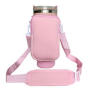 Pink Crossbody Tumbler Carrier with Detachable Wallet Pouch and Adjustable Strap-1