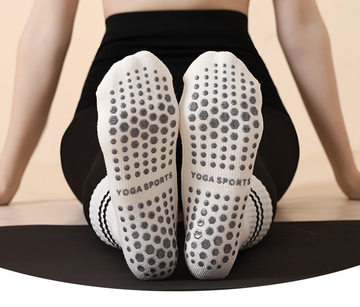 Black (3-Pack) Unisex Striped Non-Slip Grip Socks - Cotton Crew Socks for Yoga, Pilates & Home Workouts - 0