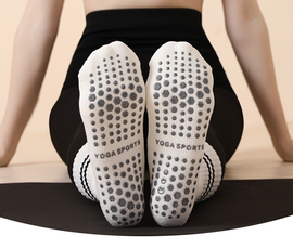 White (3-Pack) Unisex Striped Non-Slip Grip Socks - Cotton Crew Socks for Yoga, Pilates & Home Workouts - 0