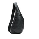 Black Men's Leather Sling Backpack - Casual Crossbody Chest Bag-1