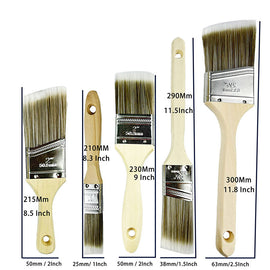 Professional 5-Piece Paint Brush Set - Includes Angled & Flat Brushes for a Perfect Finish on Walls & Trim - 0