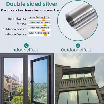 Premium 6-Layer Sliver Window Film for Home/Office – Reflective One-Way Privacy, 50cm x 2m One Roll, UPF 50+ UV Block,With Full Install Tools