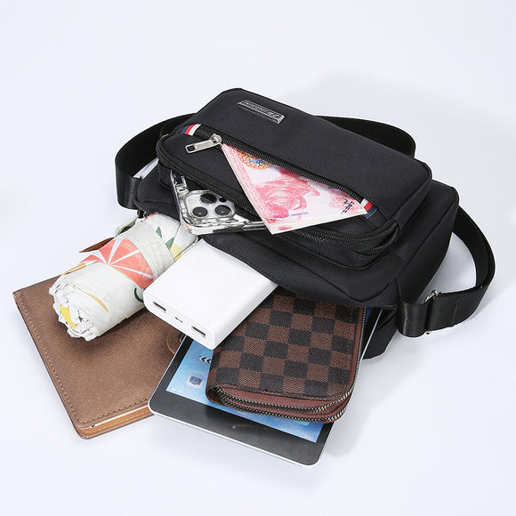 Green Dual-Style Men's Oxford Cloth Crossbody Bag Bundle - Oxford Cloth Business Shoulder Bag, Multi-Functional Large Capacity, Fits 8-inch Tablet