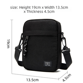 Black Mini Streetwear Oxford Cloth Crossbody Bag - Ultra-Light (200g) Fashion Sling Pack, Fits 8-inch Tablet - 0