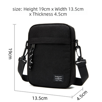 Black Mini Streetwear Oxford Cloth Crossbody Bag - Ultra-Light (200g) Fashion Sling Pack, Fits 8-inch Tablet - 0