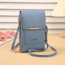 Blue Women's Cute Mini PU Leather Crossbody Phone Bag (19x12x4cm) - Touch Screen Window, Vertical Style-1