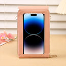 Black Women's Cute Mini PU Leather Crossbody Phone Bag (19x12x4cm) - Touch Screen Window, Vertical Style-3